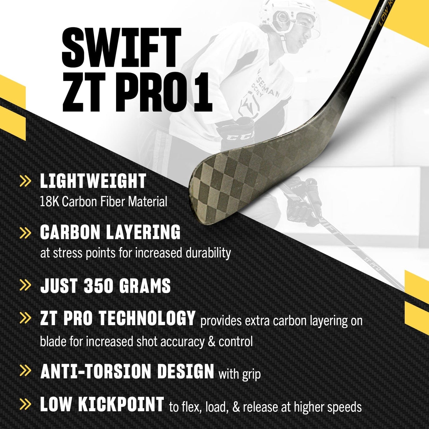 Swift ZT Pro 1 - Junior Hockey Stick, 54"